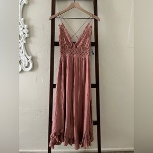 Free People Blush Maxi Dress with Lace Detail - Women’s Large